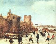 Esaias Van de Velde Skaters on the Moat by the Walls Norge oil painting reproduction